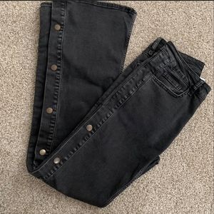 Nasty Gal flared jeans, black with buttons up the sides size 8
